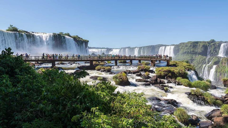 Viewpoint of Iguazu falls from Brazillian side in South America
