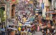 Aerial view of the daily life in Paharganj neighbourhood
