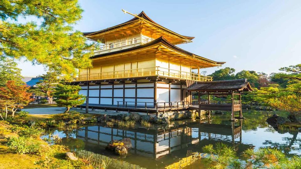 Temple above water in the day