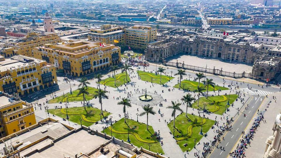 Aerial view of Lima's central square