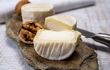 Cheese collection, soft goat French cheese with mold produced in Loire Valley close up