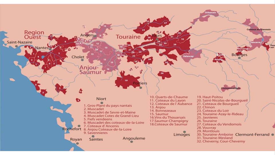 Map of the wine region and appelations