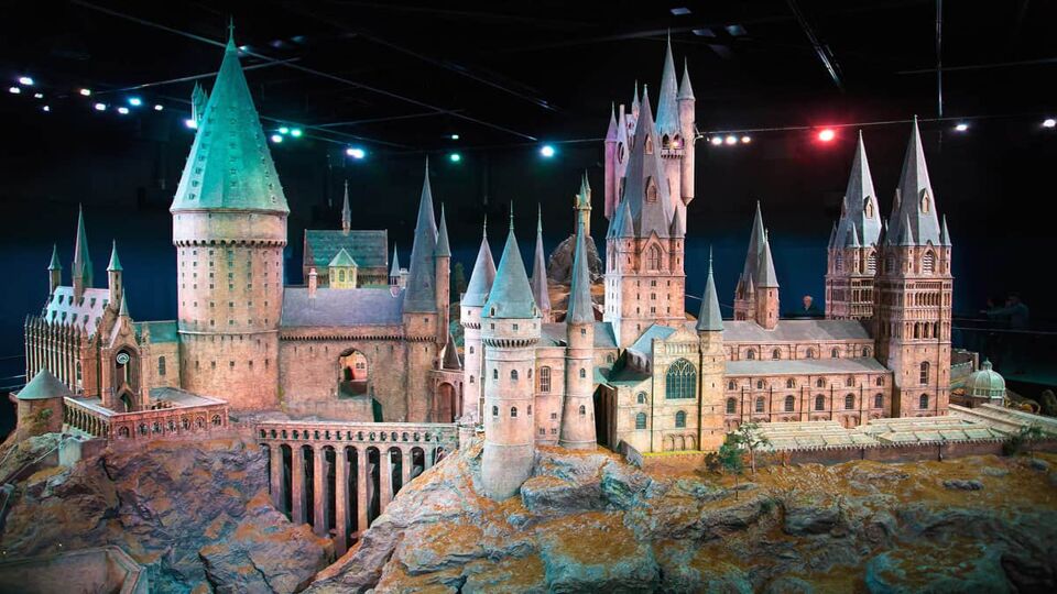 View of a scaled model of Hogwarts
