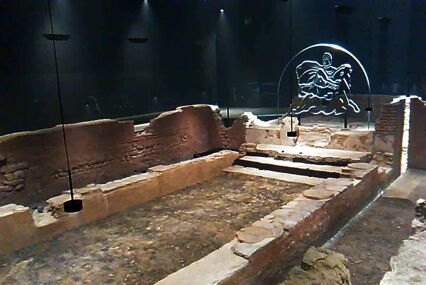 View of roman ruins in the london mithraeum