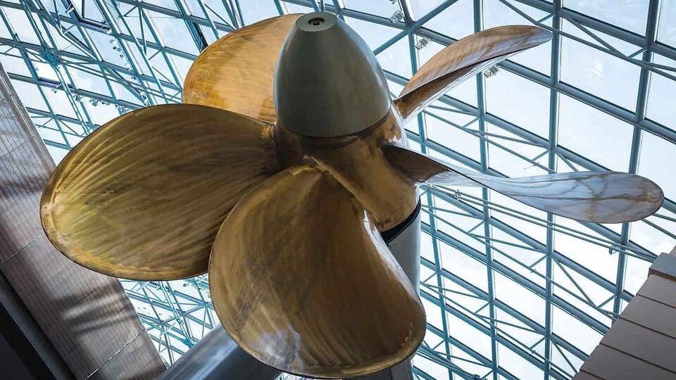 Giant Propeller of a Navy ship close up at the National Maritime Museum London