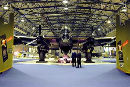 Bomber Hall, Royal Air Force Museum, London, UK Avro Lancaster.