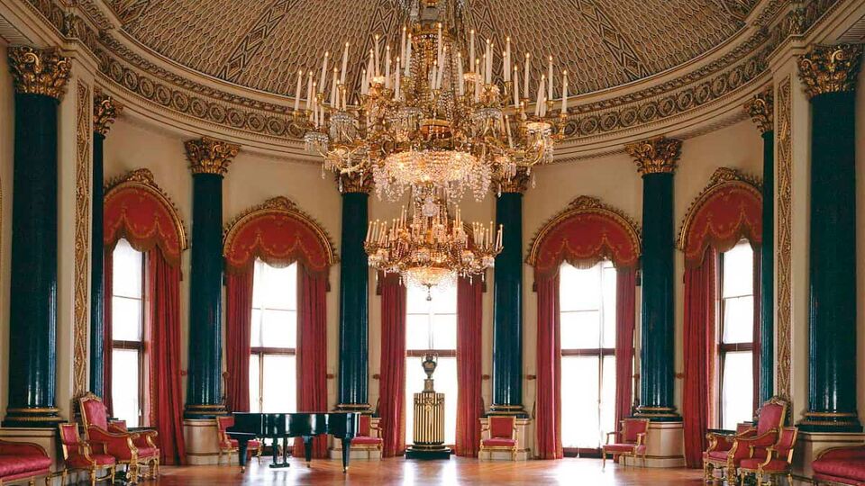 Interior of the music room at the palace during the daytime