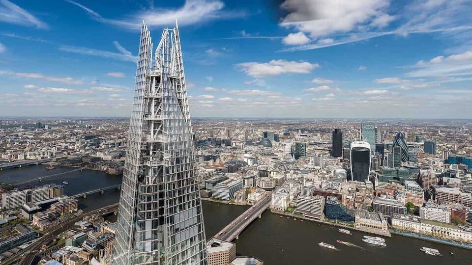 close up of the top of the shard building