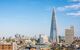 Landscape of london rooftops with Shard building sticking upwards