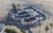 Aerial of popular skateboard park at Venice Beach in Southern California.