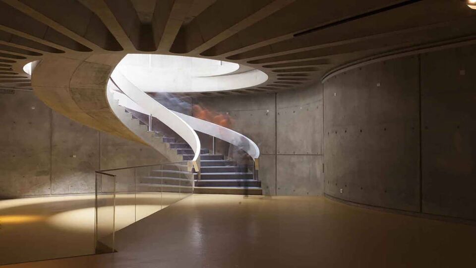the swirling helicoidal staircase in the museum