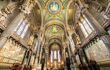Interiors in Notre Dame de Fourviere basilica, paintings and details of Notre Dame de Fourviere basilica