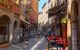 Vieux Lyon old district pedestrian street view in Lyon France during summer with tourists