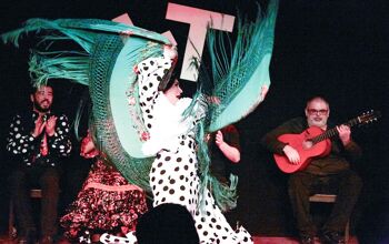 woman doing flamenco dancing on stage in las tablas, madrid