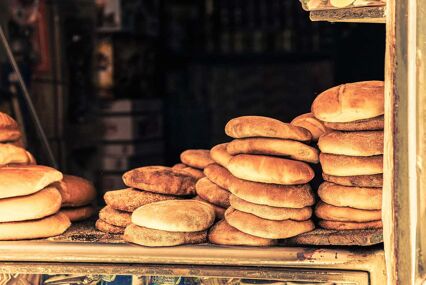 Moroccan bread for sale in a shop in Marrakech