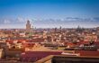 Panoramic view of Marrakech with the snow-capped Atlas Mountains in the background