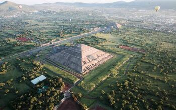 Aerial view of Teotihuacan's pyramid