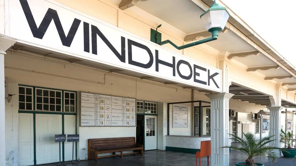 the entrance to Windhoek station