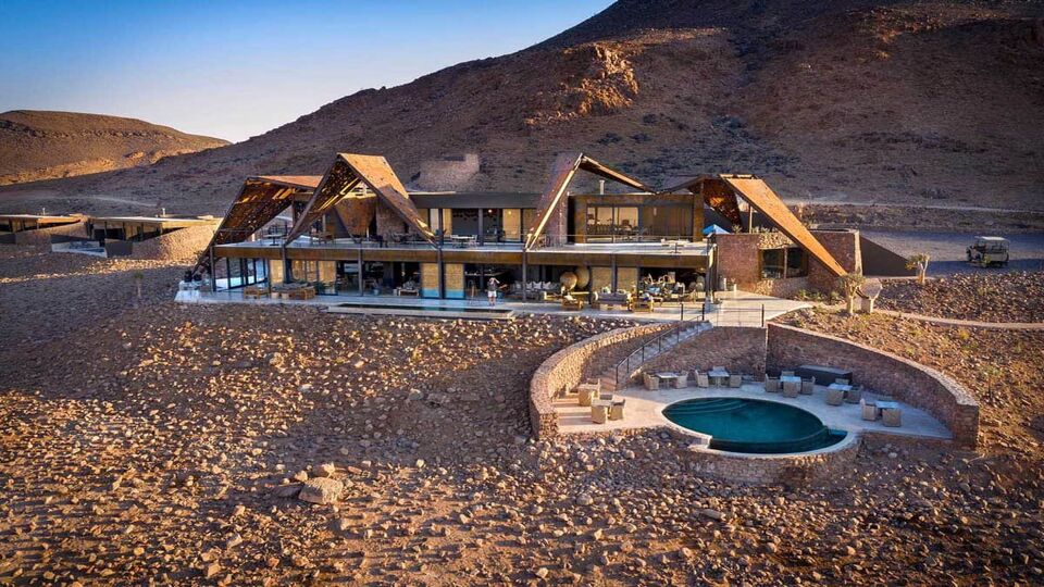 The exterior of the sossusvlei desert lodge