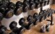 close up of dumbell weights