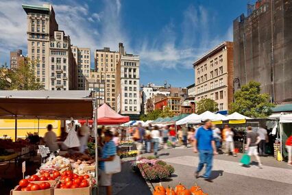 view of the Union Square Greenmarket, New York