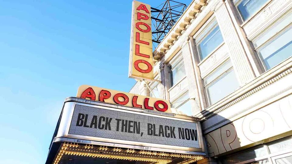 Exterior signage of the Apollo Theater in Harlem