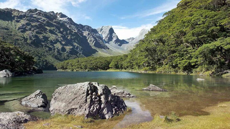 lake on the Routeburn track, magnificent fabulous scenery in New Zealand