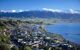 Aerial view of town of Kaikoura on the bay