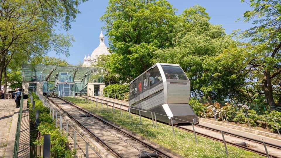 Montmartre funicular on the hill to the basilica of the Sacred Heart