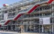 Outside view of Centre Pompidou, where it was designed in the style of high-tech architecture. The use of aluminium, steel and glass.