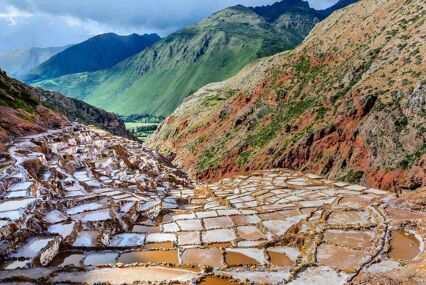 Salt terraces in the Andes mountain range