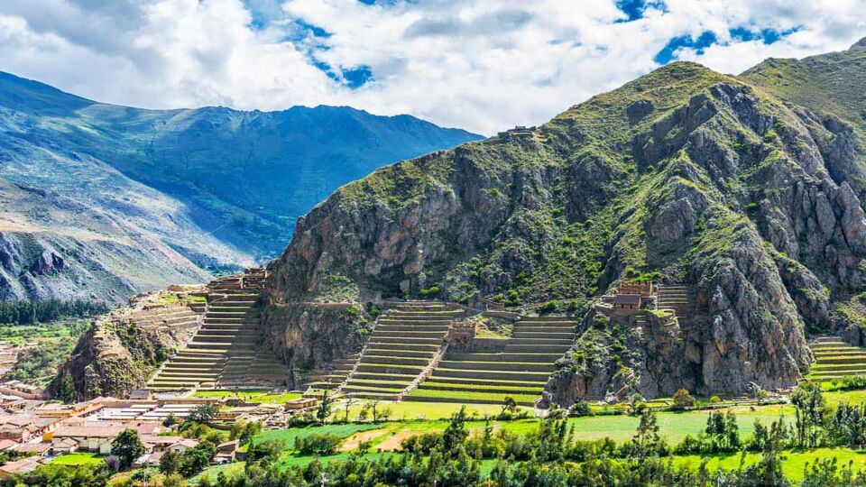 Inca Fortress with Terraces and Temple Hill in Ollantaytambo