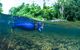 Close up of a tourist snorkelling in the shallows of the Mossman River