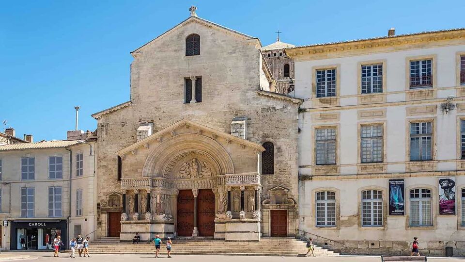 front facade of the Church of St Trophime