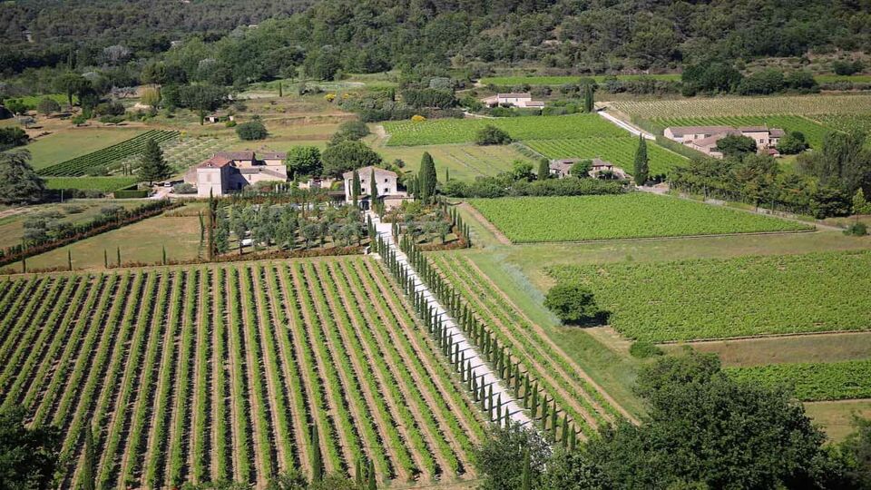 Aerial view of the wineries of Luberon