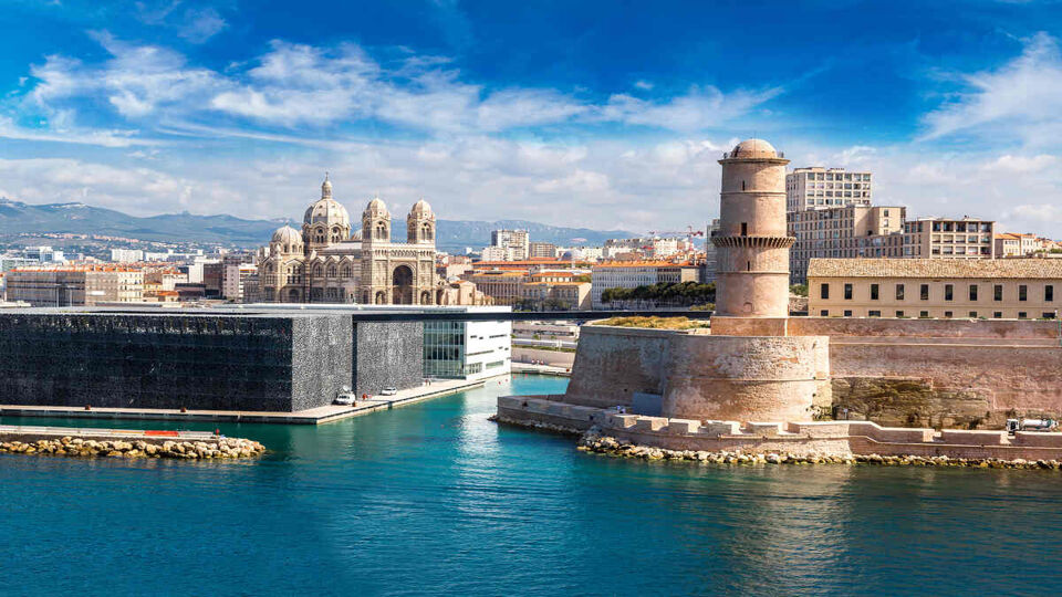 landscape view of the museum and fort saint jean