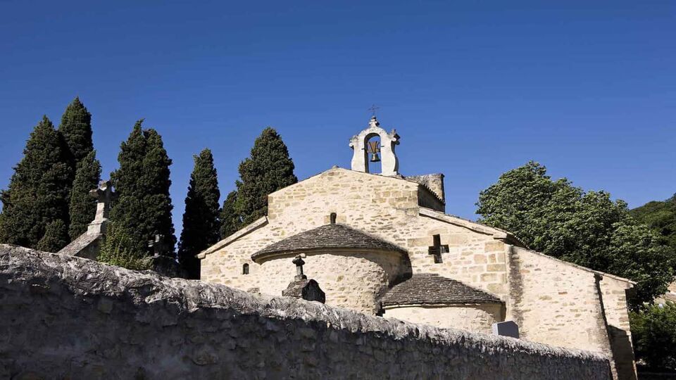 A small white brick church