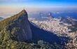 view of the city and topography with the statue on a mountain peak