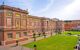 Panoramic view of the Vatican Museums with its Pinacotheca art gallery building of Leonardo da Vinci and the Square Garden