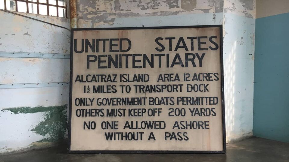 Signpost in Alcatraz prison, San Francisco