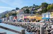 shops and cafes on the waterfront in Sausalito