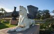 The exterior of de Young Museum, with the welcoming Sphinx in the front.