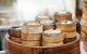 wooden baskets of steaming dim sum