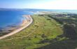 Aerial view of the Royal Dornoch course stretching along the coastline