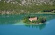 A small island with a Christian monastery on river Krka called Visovac, Croatia (Europe)