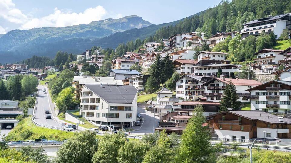 Landscape of famous alpine village St Anton, Austria