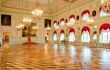 Ballroom of palace with large windows