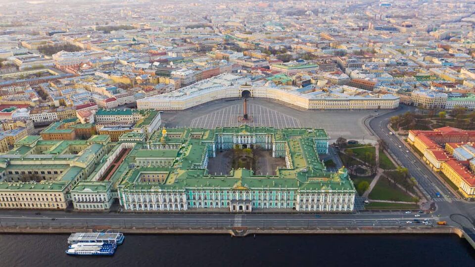 Hermitage from the sky on the river