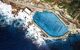 A photo of the outdoor pool taken from above.