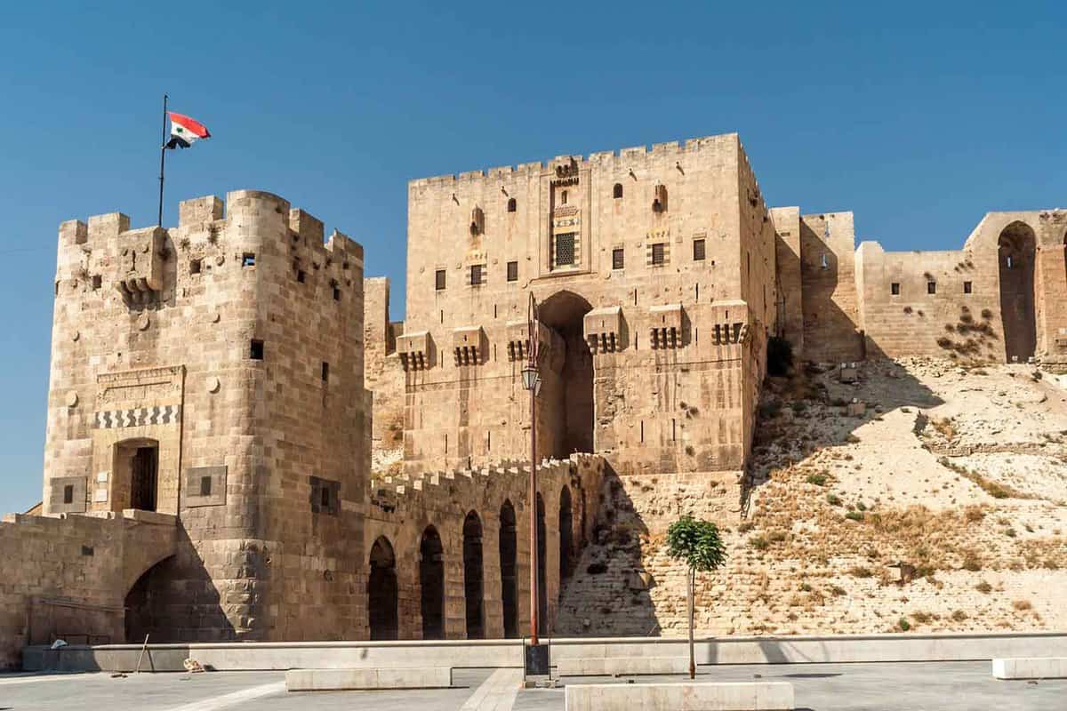 front view of the entrance gate to the Citadel of Aleppo